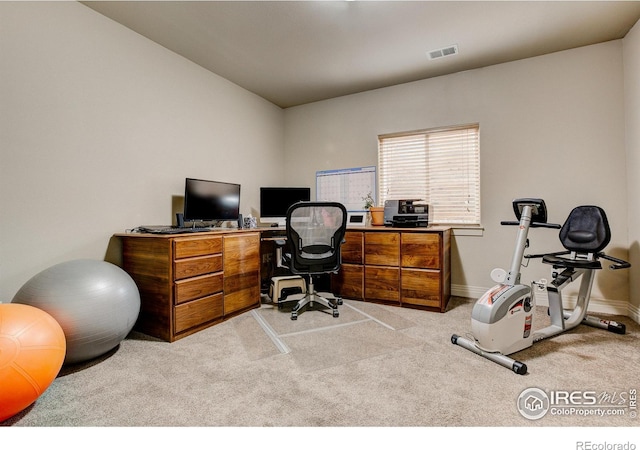 office area with light carpet