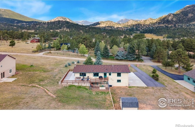 aerial view featuring a mountain view