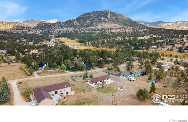 birds eye view of property featuring a mountain view