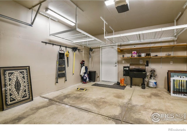 garage with a garage door opener