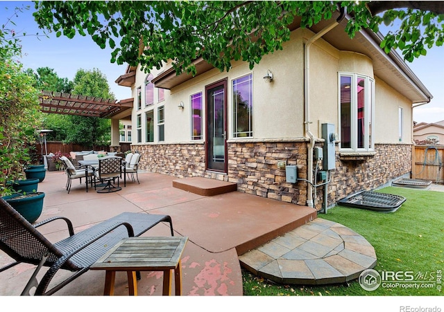 view of patio with a pergola