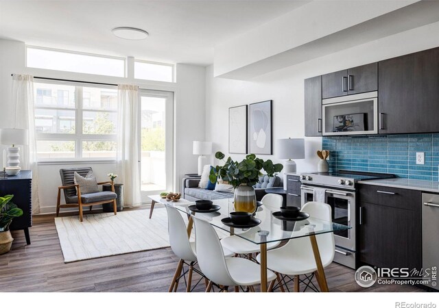 dining room with light hardwood / wood-style flooring