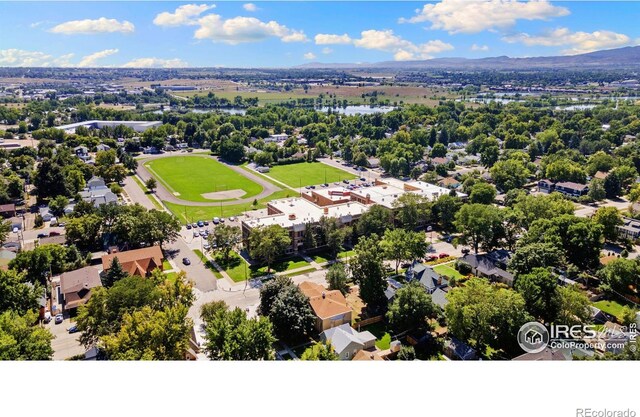 aerial view with a mountain view