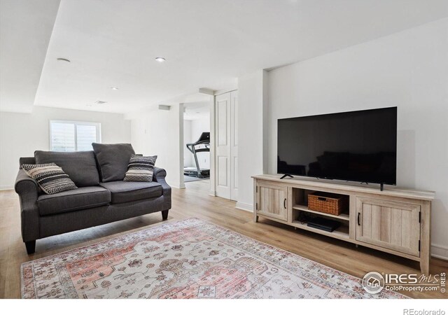 living room featuring light hardwood / wood-style flooring