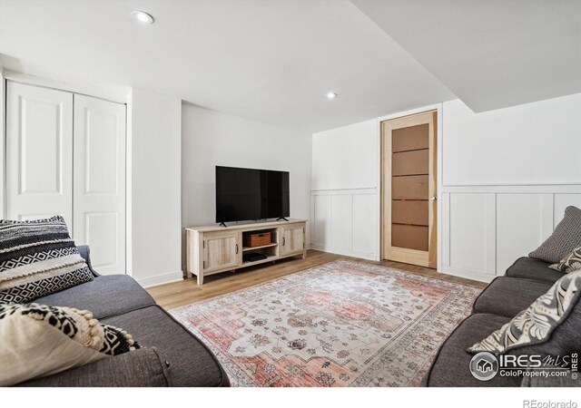 living room featuring light hardwood / wood-style floors