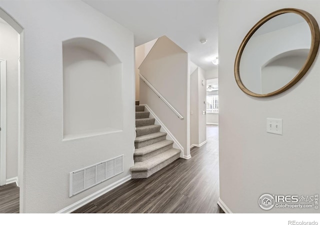 entrance foyer with dark hardwood / wood-style floors