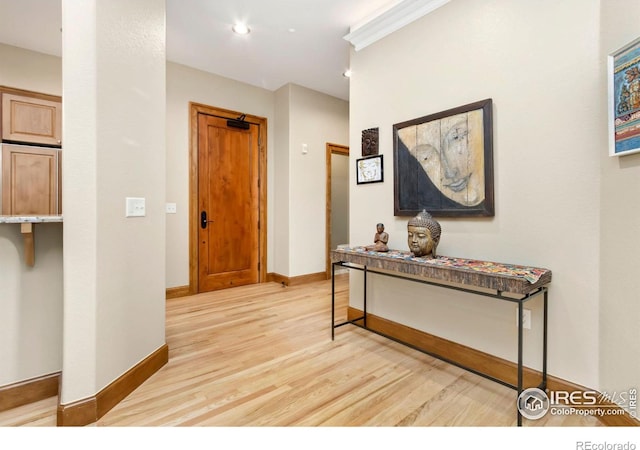 hallway featuring light hardwood / wood-style flooring