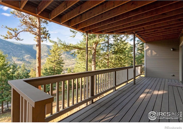 deck with a mountain view