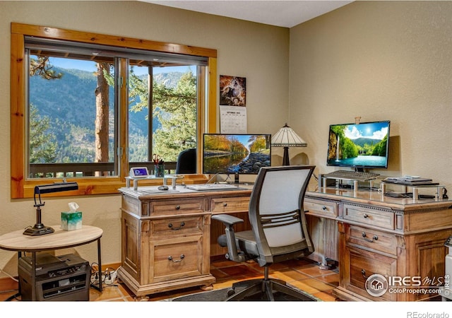 office space featuring light tile patterned floors