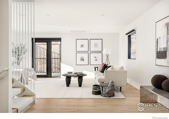 living room featuring light hardwood / wood-style flooring