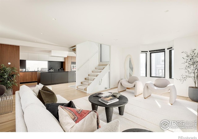 living room featuring light hardwood / wood-style flooring