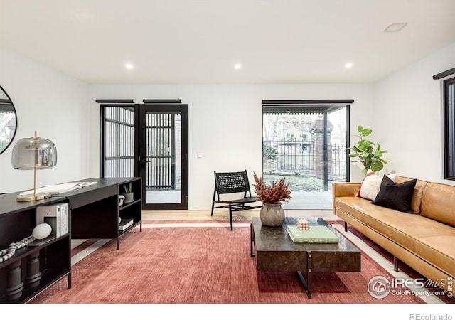 living room with hardwood / wood-style floors