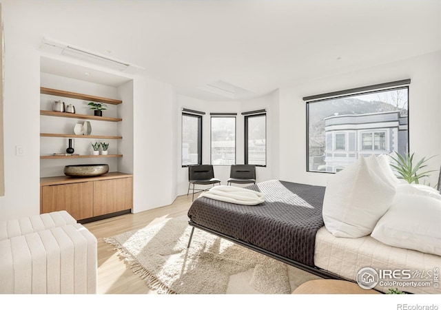 living room featuring a healthy amount of sunlight and light hardwood / wood-style flooring