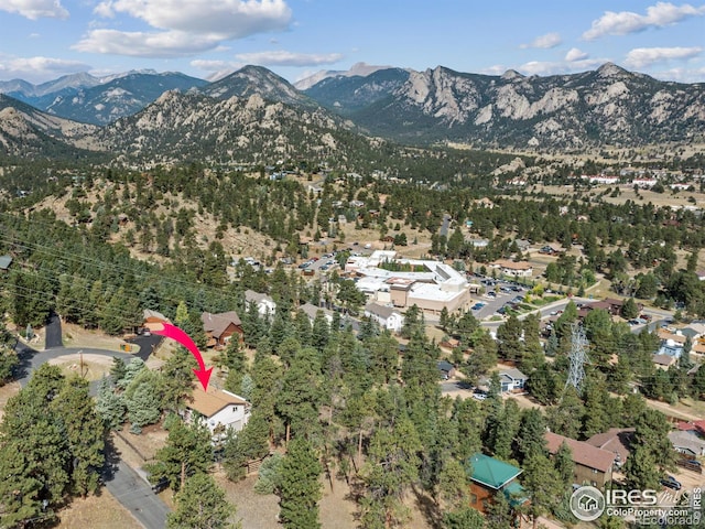 birds eye view of property with a mountain view