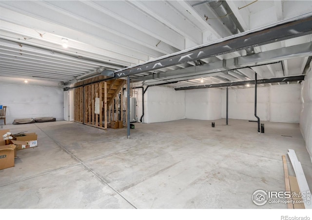 below grade area with water heater