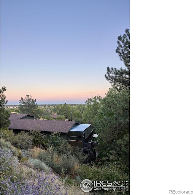 view of yard at dusk