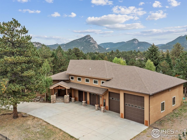 prairie-style home featuring a mountain view