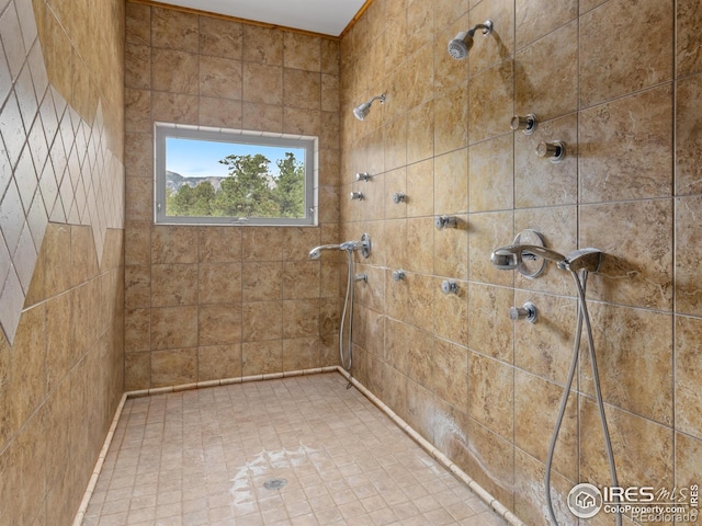 bathroom featuring a tile shower