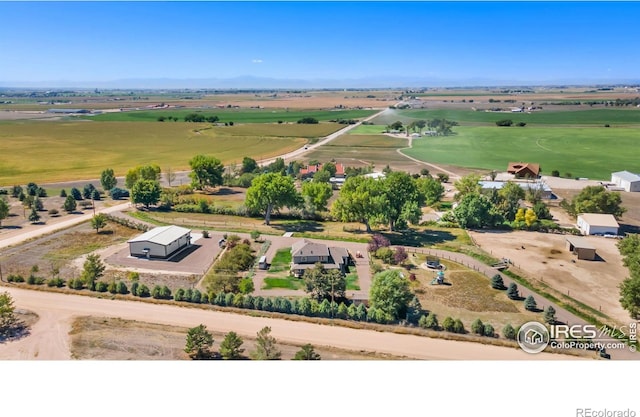 birds eye view of property with a rural view