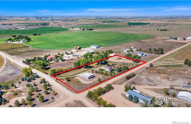aerial view with a rural view