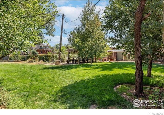 view of yard with a gazebo and a patio area