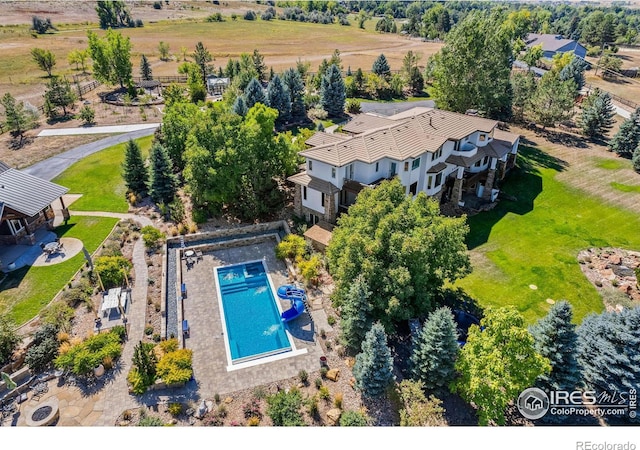 8001 Fairview Rd, Boulder, CO 80303 - aerial view of property and surrounding area featuring a pool area