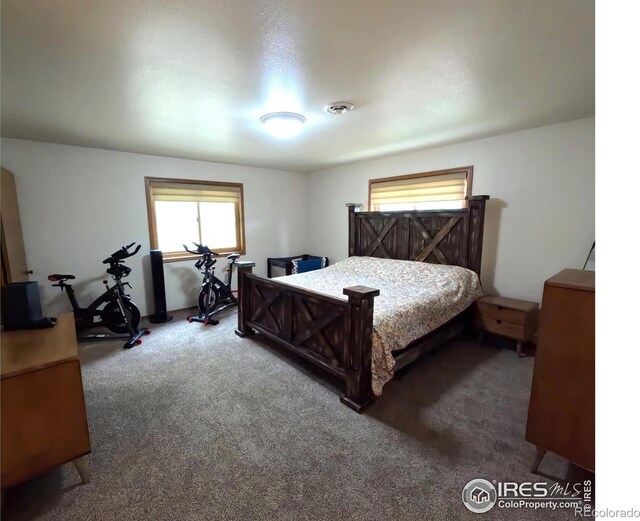 bedroom featuring carpet flooring and visible vents