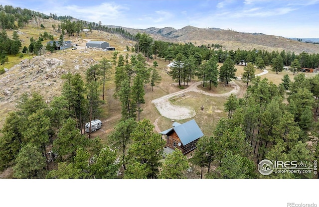 aerial view with a mountain view