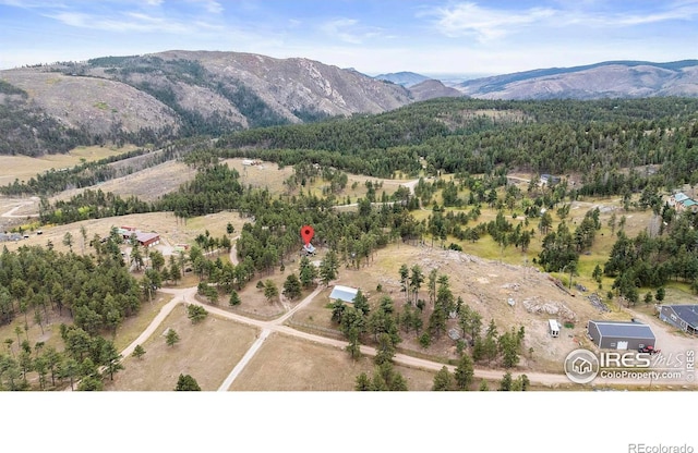 birds eye view of property featuring a mountain view