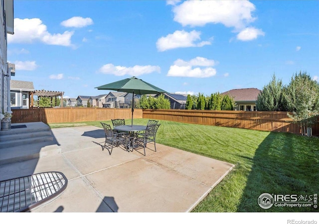 view of patio / terrace featuring a pergola