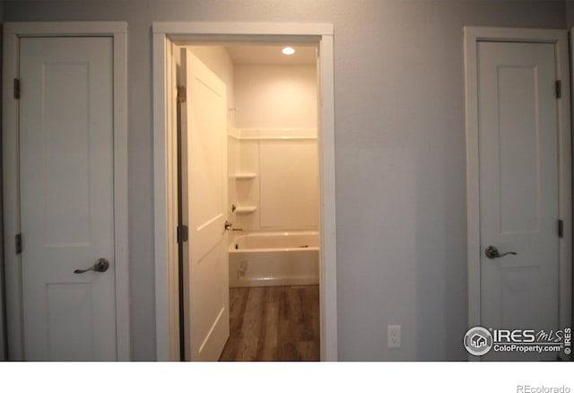 bathroom featuring hardwood / wood-style floors