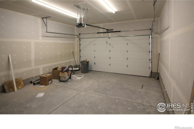 garage with a garage door opener