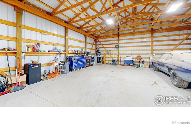 garage featuring metal wall