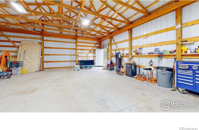 garage featuring metal wall