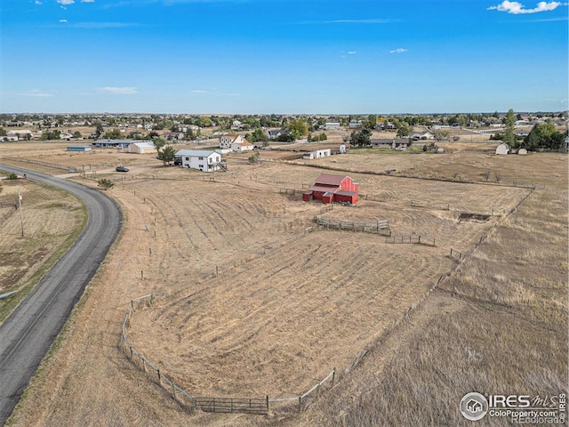 aerial view featuring a rural view