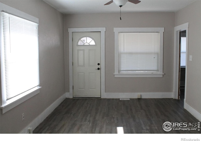 101-105 Factory St, Sterling, CO 80751 - foyer entrance with plenty of natural light, a ceiling fan, and wood finished floors