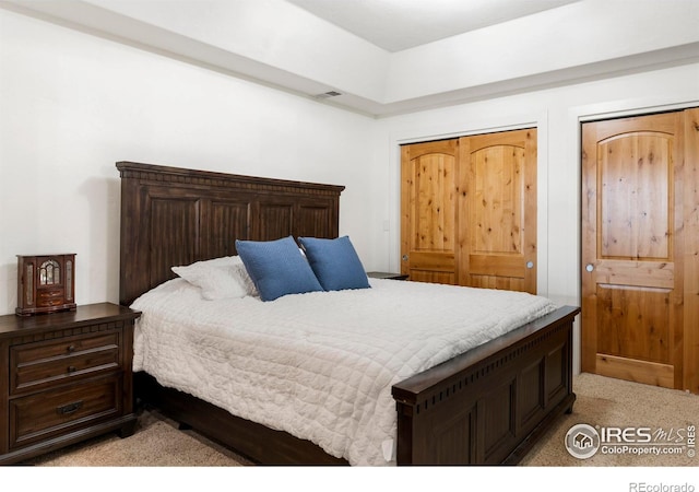 carpeted bedroom featuring a closet