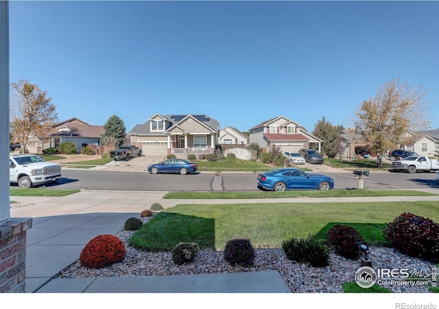 view of yard with a garage