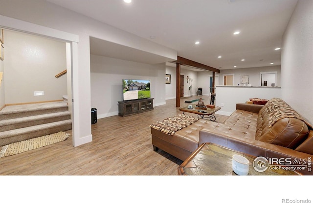 living room featuring light wood-type flooring