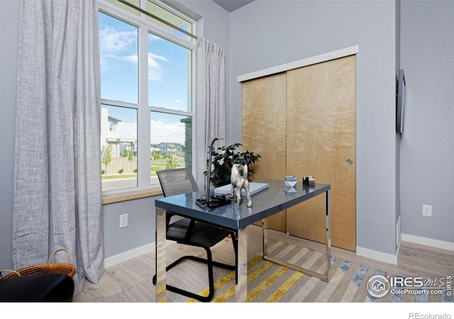 office featuring a wealth of natural light and light wood-type flooring