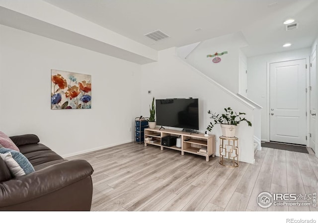 living room featuring light hardwood / wood-style flooring