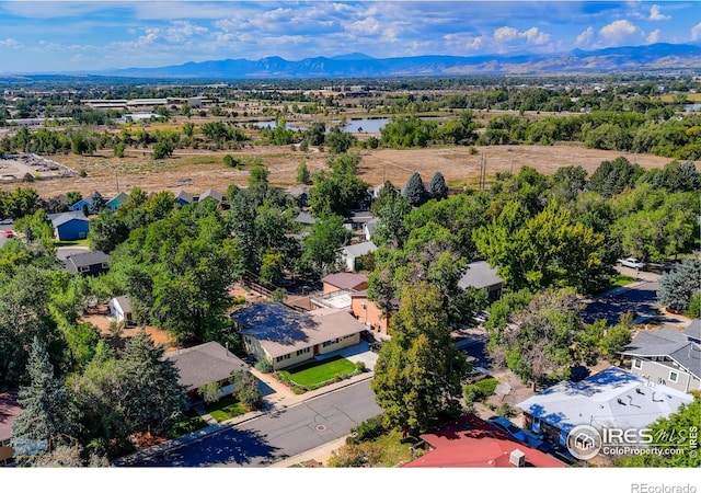 bird's eye view with a mountain view