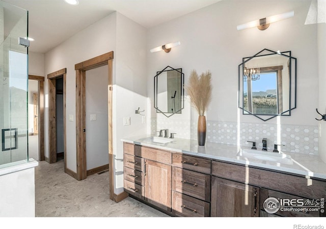 bathroom with backsplash and vanity