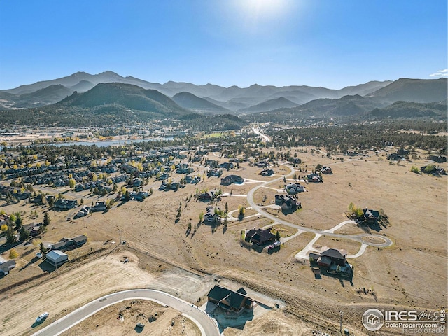 bird's eye view with a mountain view