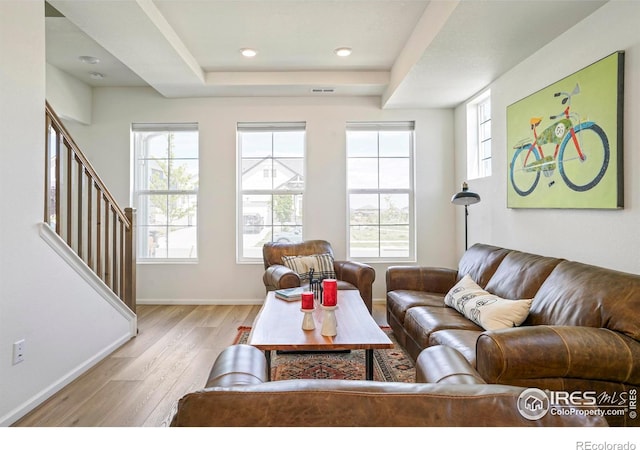 living room featuring light hardwood / wood-style floors