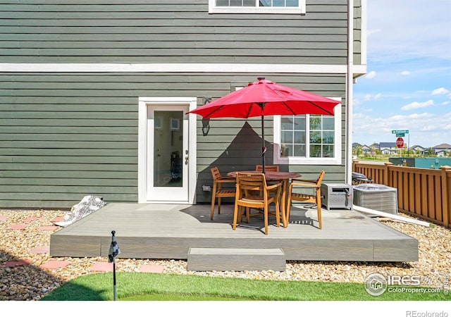 wooden terrace with cooling unit