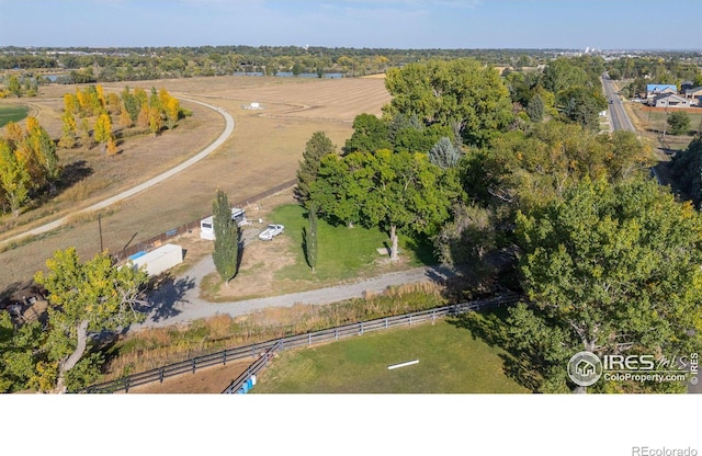 bird's eye view featuring a rural view