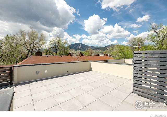 view of patio with a mountain view