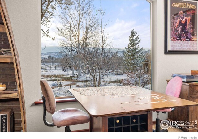 home office featuring a mountain view