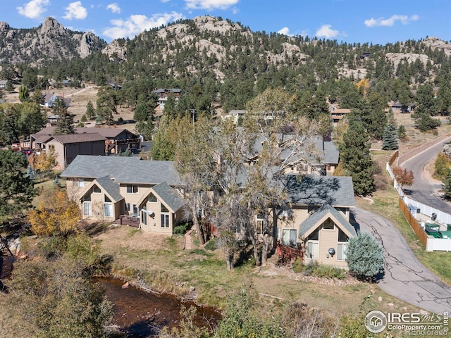 aerial view with a mountain view